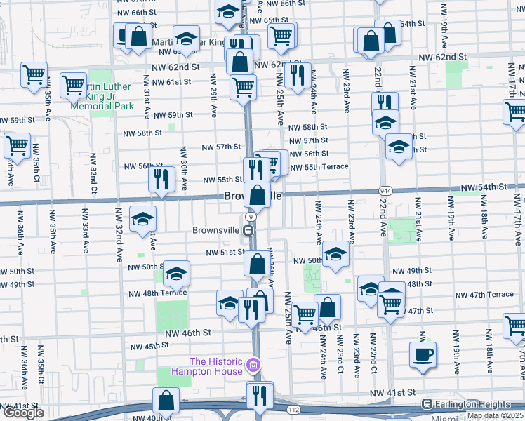 map of restaurants, bars, coffee shops, grocery stores, and more near 5231 Northwest 26th Avenue in Miami