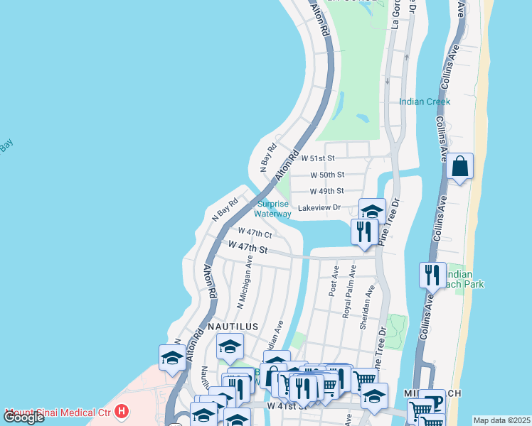 map of restaurants, bars, coffee shops, grocery stores, and more near 960 West 48th Street in Miami Beach