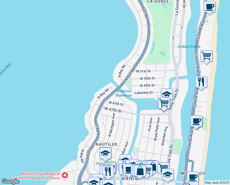 map of restaurants, bars, coffee shops, grocery stores, and more near 960 West 48th Street in Miami Beach