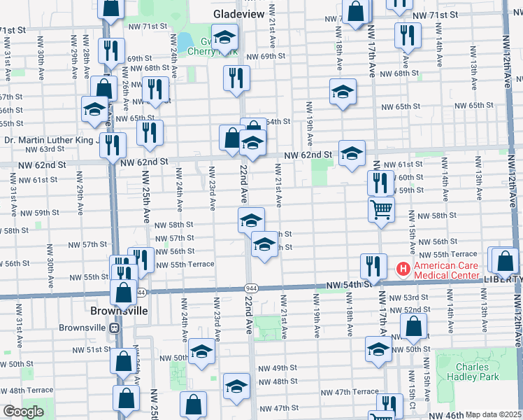 map of restaurants, bars, coffee shops, grocery stores, and more near 2156 NW 59th St in Miami