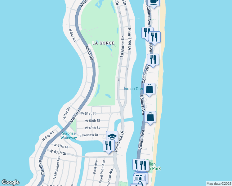 map of restaurants, bars, coffee shops, grocery stores, and more near 5238 Lagorce Drive in Miami Beach