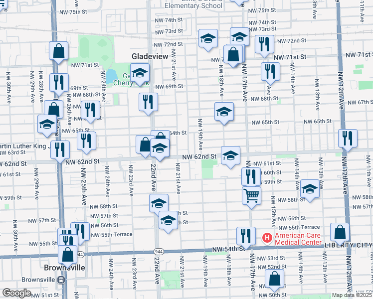 map of restaurants, bars, coffee shops, grocery stores, and more near in Brownsville
