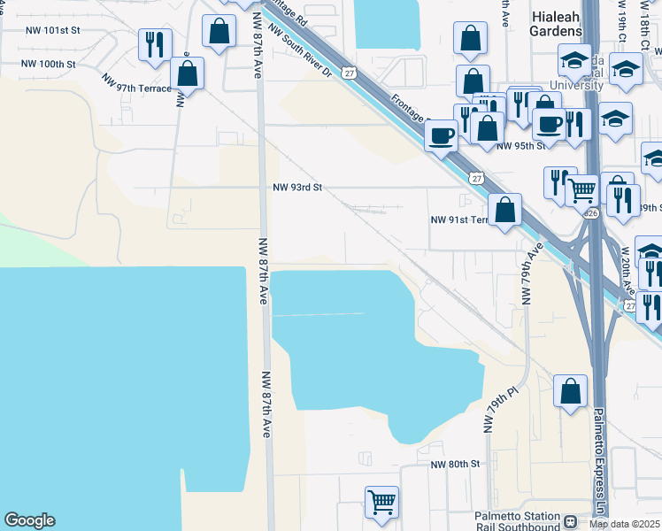 map of restaurants, bars, coffee shops, grocery stores, and more near 8404 Northwest 90th Street in Medley