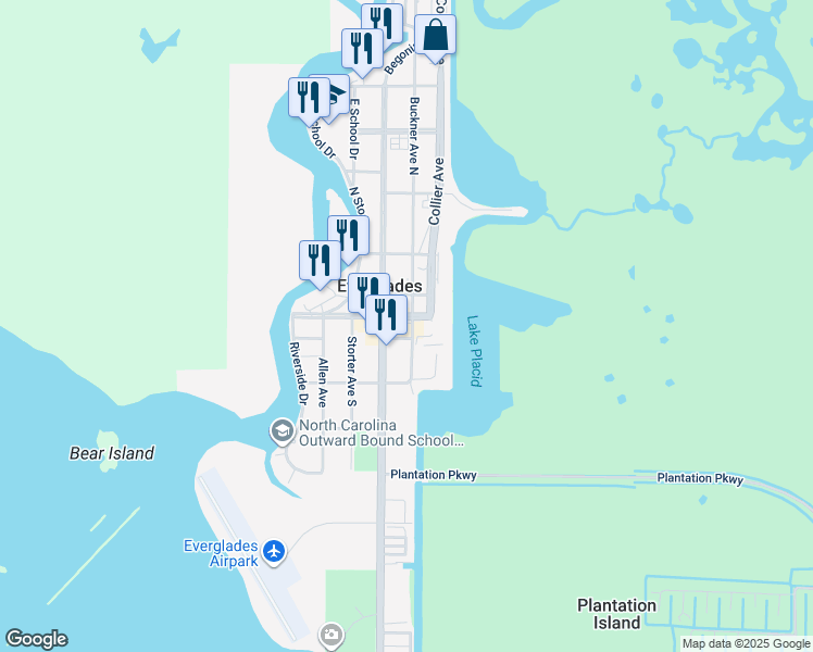 map of restaurants, bars, coffee shops, grocery stores, and more near 101 Buckner Avenue South in Ochopee
