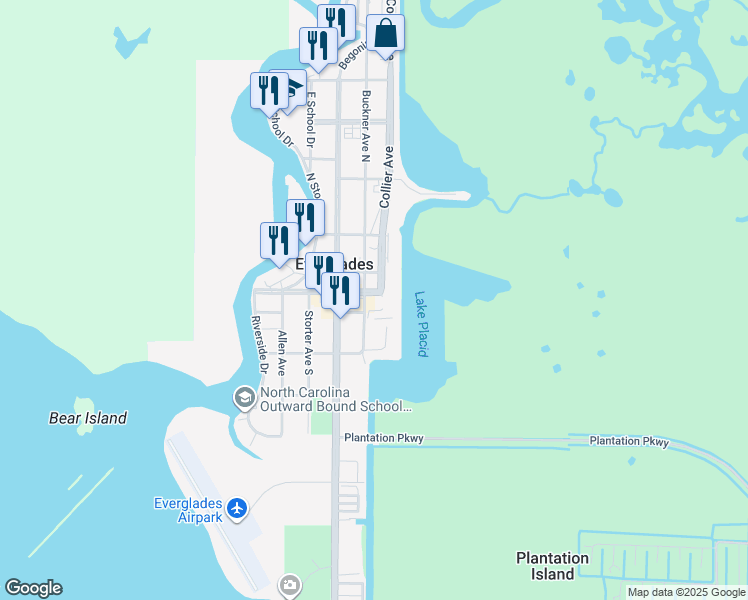 map of restaurants, bars, coffee shops, grocery stores, and more near 101 Buckner Avenue South in Ochopee