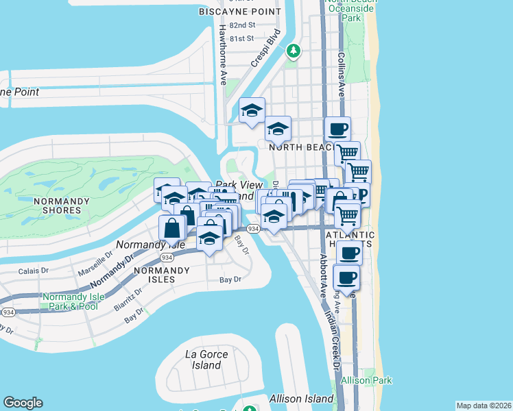 map of restaurants, bars, coffee shops, grocery stores, and more near 802 Raymond Street in Miami Beach