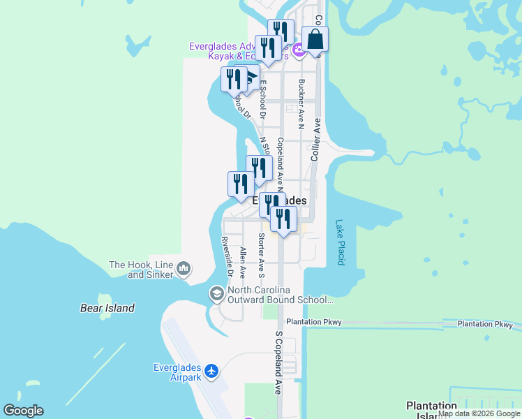map of restaurants, bars, coffee shops, grocery stores, and more near in Everglades City