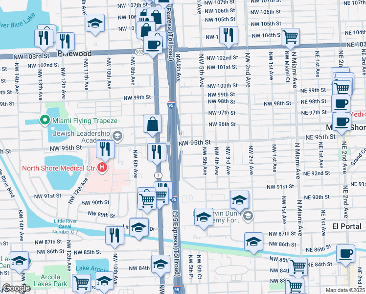 map of restaurants, bars, coffee shops, grocery stores, and more near in Miami-Dade County
