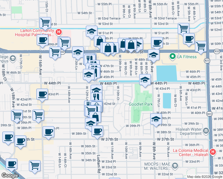 map of restaurants, bars, coffee shops, grocery stores, and more near 4394 West 10th Court in Hialeah