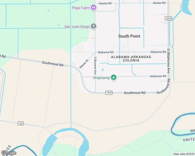 map of restaurants, bars, coffee shops, grocery stores, and more near 10501 Arkansas Road in Brownsville