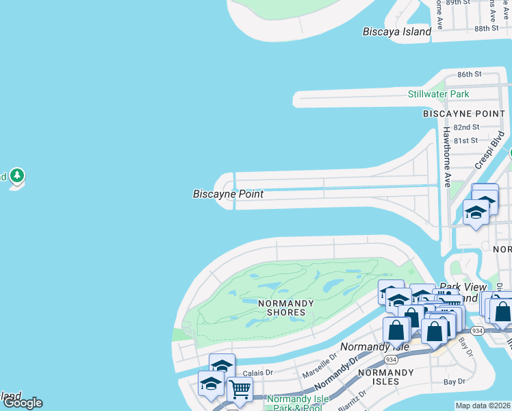 map of restaurants, bars, coffee shops, grocery stores, and more near 1820 Daytonia Road in Miami Beach