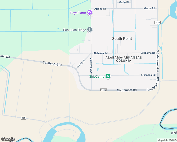 map of restaurants, bars, coffee shops, grocery stores, and more near 10501 Arkansas Road in Brownsville