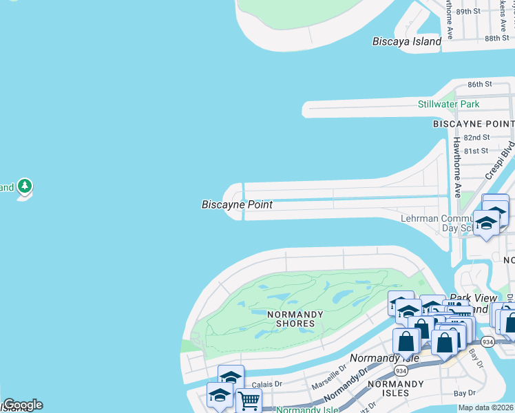 map of restaurants, bars, coffee shops, grocery stores, and more near 1820 Daytonia Road in Miami Beach