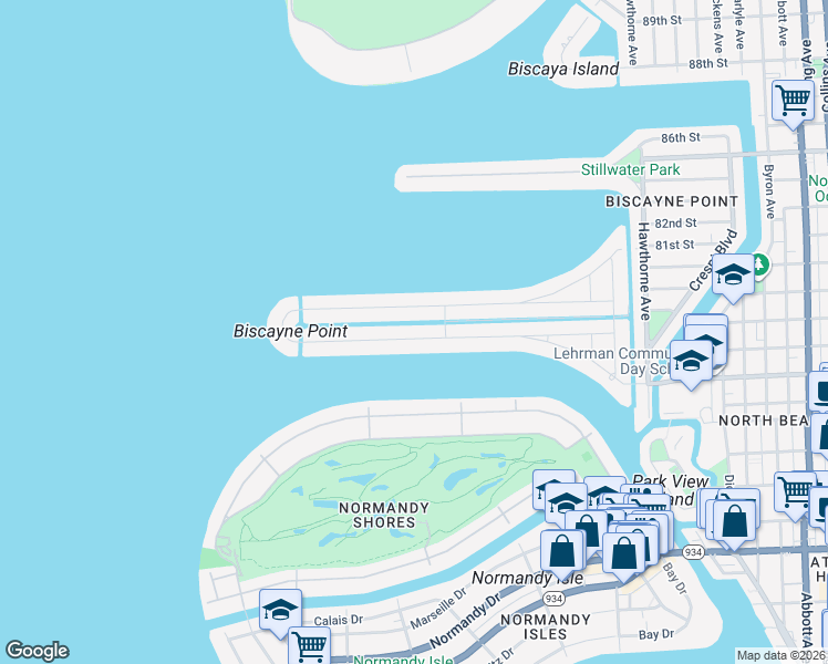 map of restaurants, bars, coffee shops, grocery stores, and more near 1670 Daytonia Road in Miami Beach