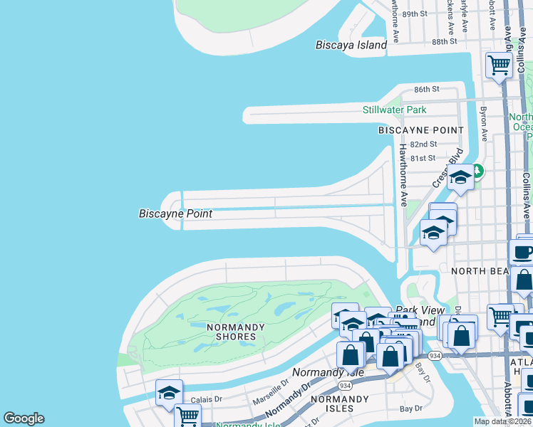 map of restaurants, bars, coffee shops, grocery stores, and more near 1670 Daytonia Road in Miami Beach