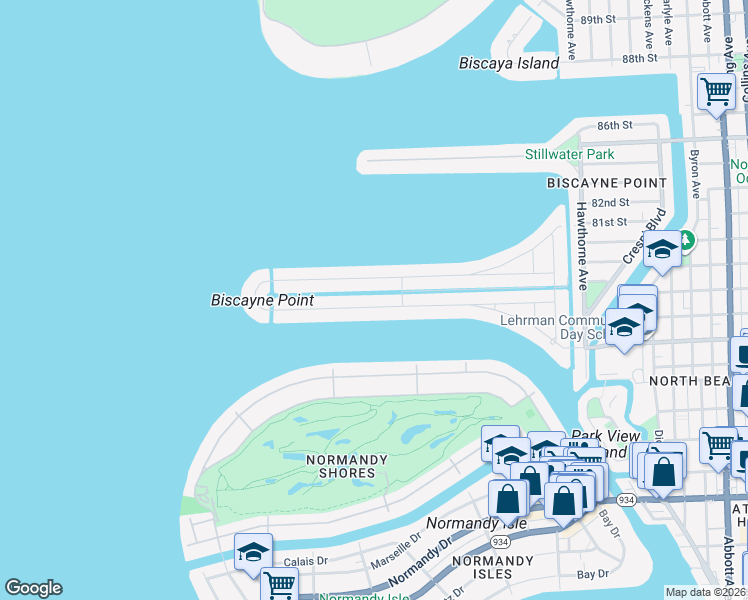 map of restaurants, bars, coffee shops, grocery stores, and more near 1670 Daytonia Road in Miami Beach