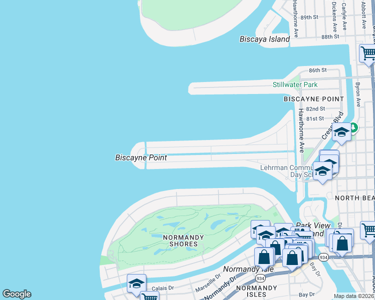 map of restaurants, bars, coffee shops, grocery stores, and more near 1740 Cleveland Road in Miami
