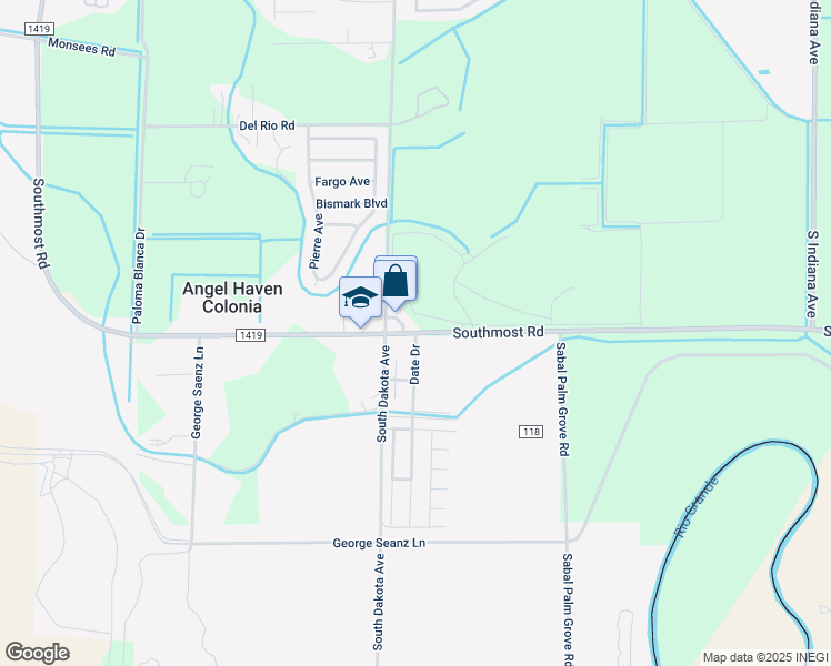 map of restaurants, bars, coffee shops, grocery stores, and more near 8134 Southmost Blvd in Brownsville