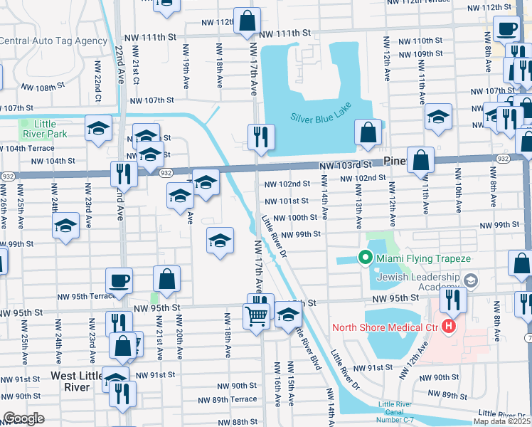 map of restaurants, bars, coffee shops, grocery stores, and more near in Westview