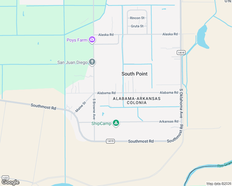map of restaurants, bars, coffee shops, grocery stores, and more near 10818-10858 Alabama Road in Brownsville