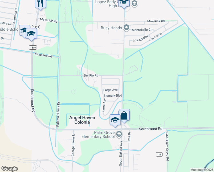 map of restaurants, bars, coffee shops, grocery stores, and more near 6234 Mitchell Avenue in Brownsville