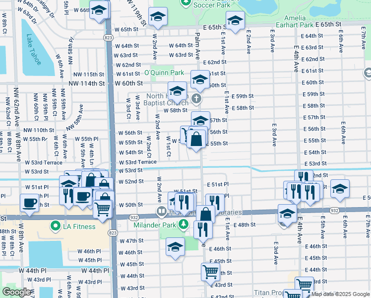 map of restaurants, bars, coffee shops, grocery stores, and more near 5441 West 1st Avenue in Hialeah