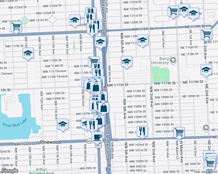 map of restaurants, bars, coffee shops, grocery stores, and more near in Miami-Dade County