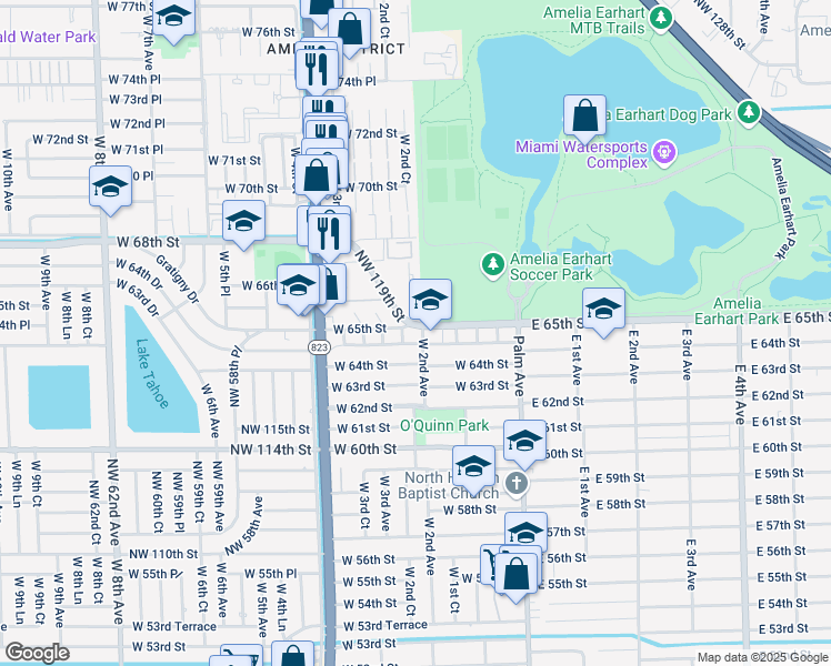 map of restaurants, bars, coffee shops, grocery stores, and more near 6490 West 2nd Avenue in Hialeah