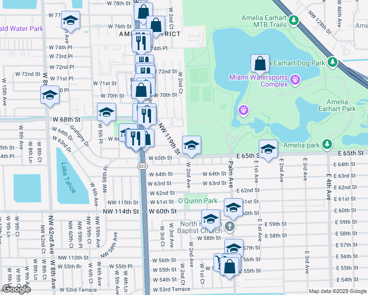 map of restaurants, bars, coffee shops, grocery stores, and more near 203 West 2nd Court in Hialeah