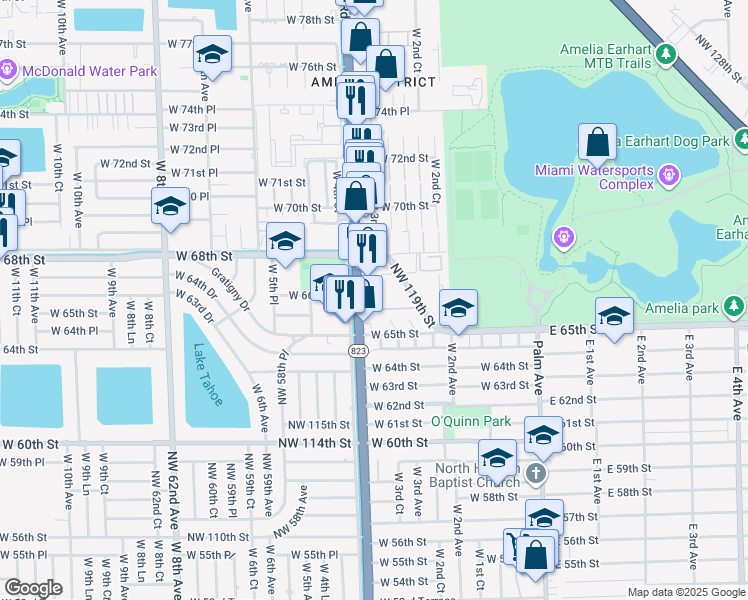 map of restaurants, bars, coffee shops, grocery stores, and more near 6625 West 4th Avenue in Hialeah