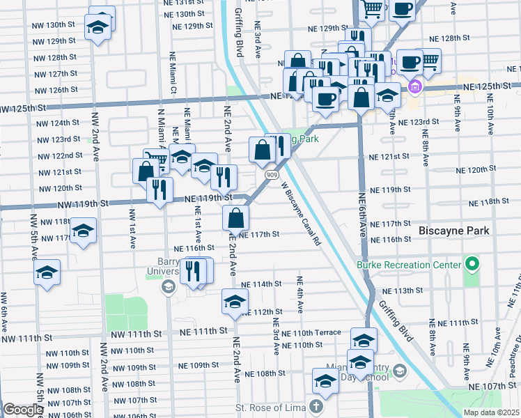 map of restaurants, bars, coffee shops, grocery stores, and more near in Miami-Dade County