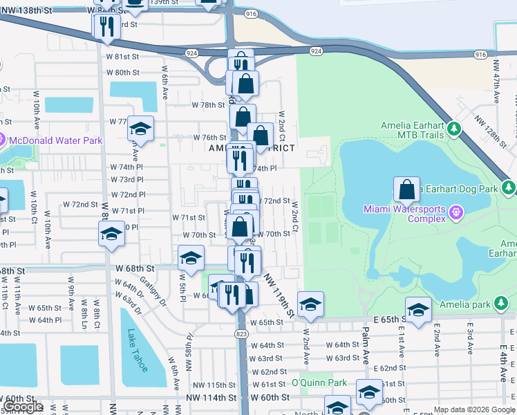 map of restaurants, bars, coffee shops, grocery stores, and more near 1881 79th Street Causeway in Miami Beach