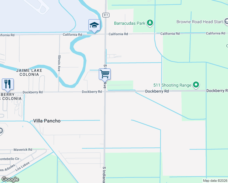 map of restaurants, bars, coffee shops, grocery stores, and more near 2485 South Indiana Avenue in Brownsville