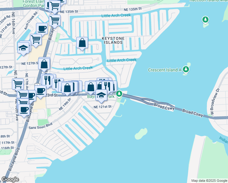 map of restaurants, bars, coffee shops, grocery stores, and more near 2225 Florida 922 in North Miami