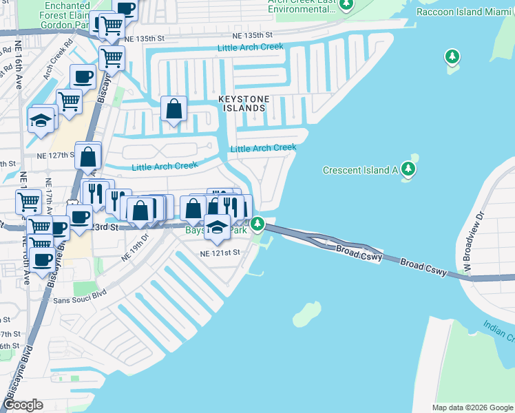 map of restaurants, bars, coffee shops, grocery stores, and more near 2225 Florida 922 in North Miami