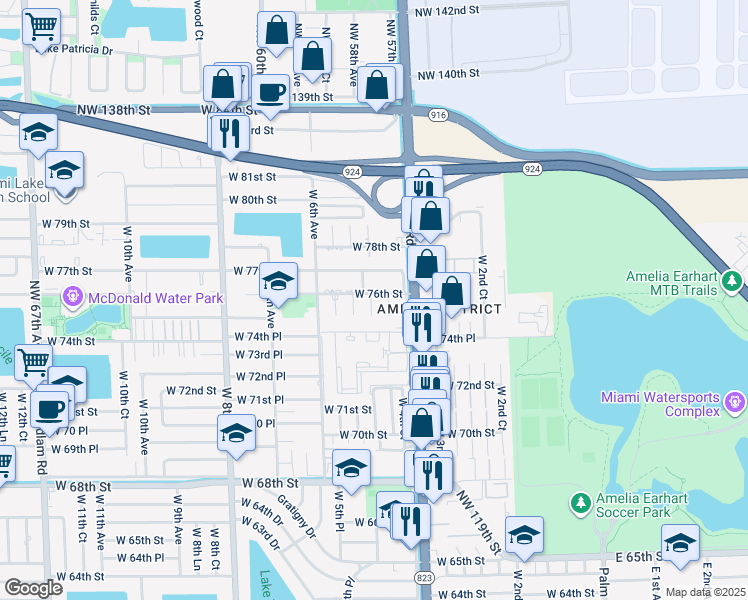 map of restaurants, bars, coffee shops, grocery stores, and more near 7591 West 4th Lane in Hialeah