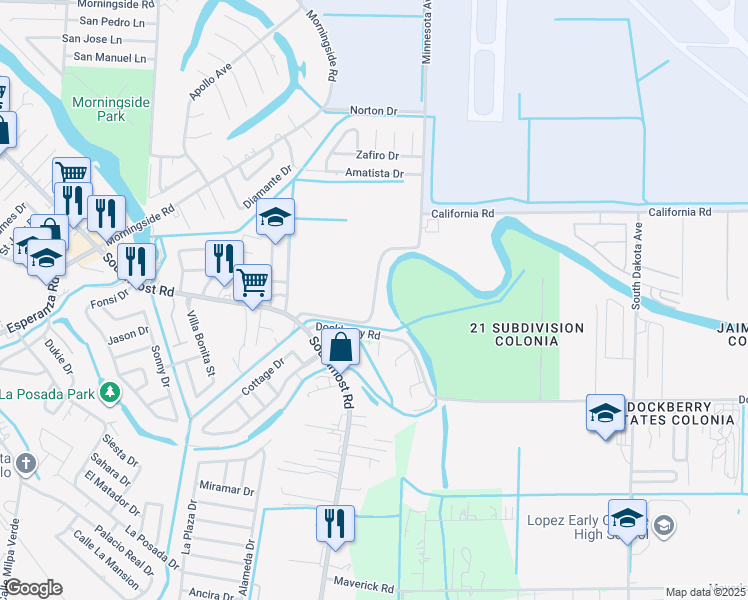 map of restaurants, bars, coffee shops, grocery stores, and more near 2150 Minnesota Avenue in Brownsville