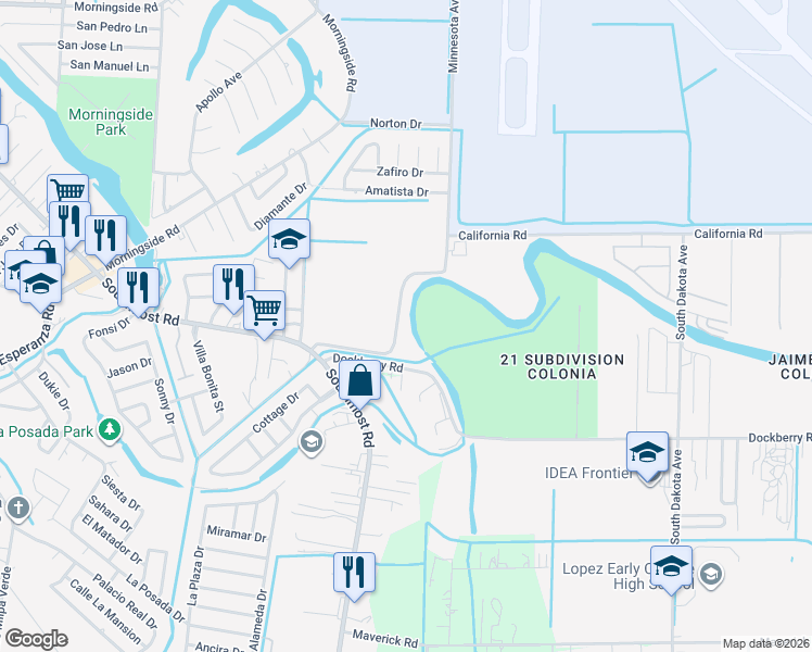 map of restaurants, bars, coffee shops, grocery stores, and more near Minnesota Avenue in Brownsville