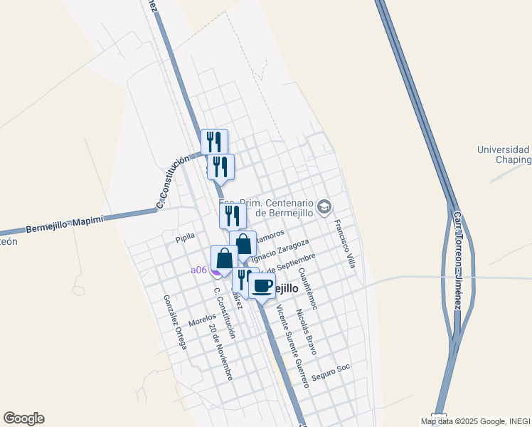 map of restaurants, bars, coffee shops, grocery stores, and more near in Bermejillo