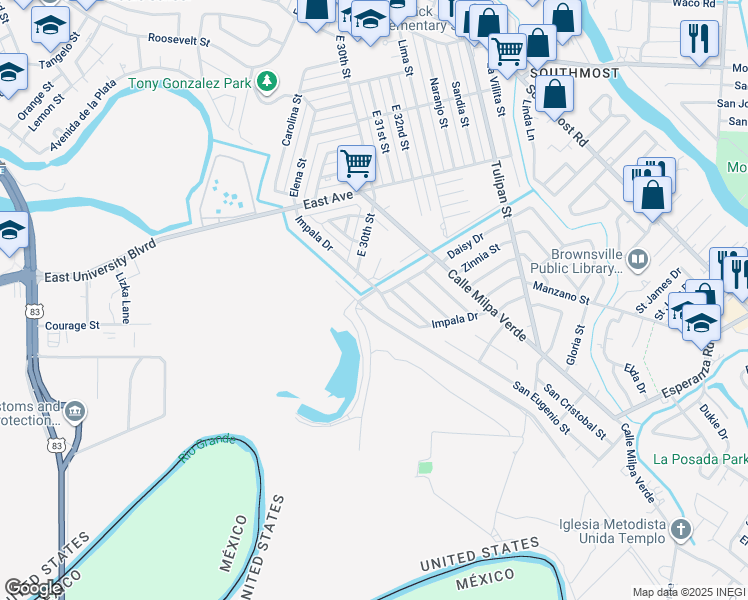 map of restaurants, bars, coffee shops, grocery stores, and more near 2800-2804 Gazelle Avenue in Brownsville