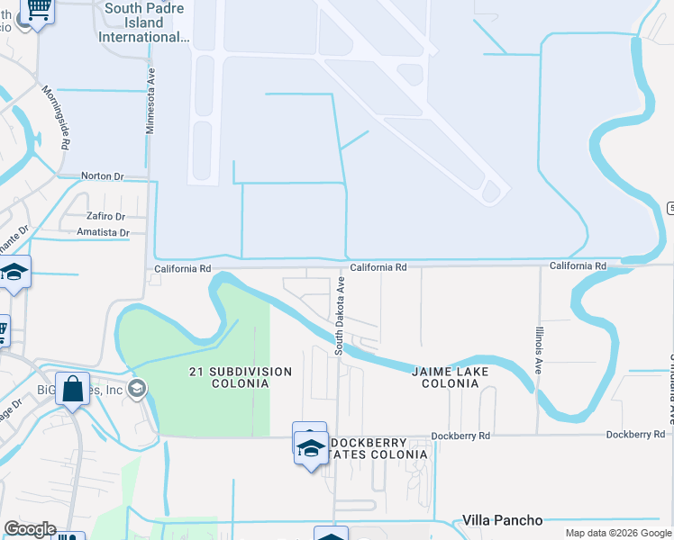 map of restaurants, bars, coffee shops, grocery stores, and more near 2001-2181 South Dakota Avenue in Brownsville