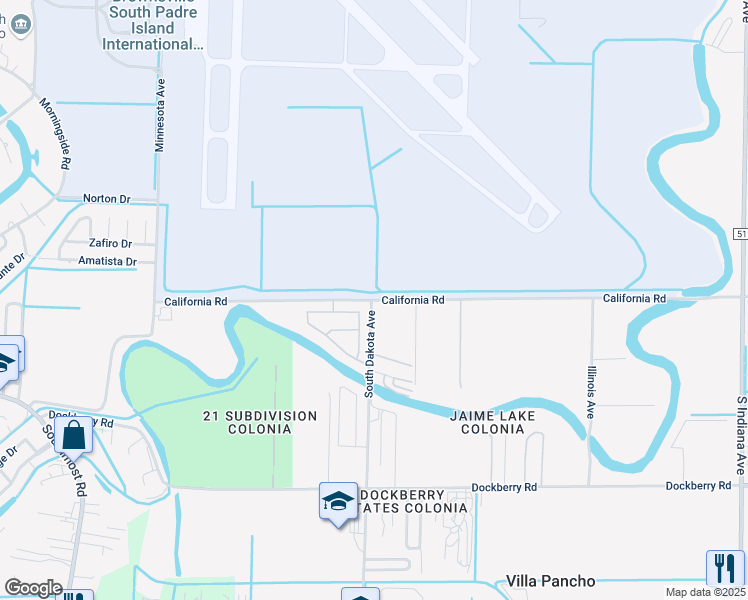 map of restaurants, bars, coffee shops, grocery stores, and more near 6251 California Road in Brownsville