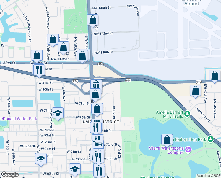 map of restaurants, bars, coffee shops, grocery stores, and more near 7965 West 2nd Court in Hialeah