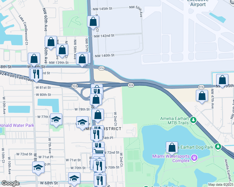 map of restaurants, bars, coffee shops, grocery stores, and more near 7965 West 2nd Court in Hialeah