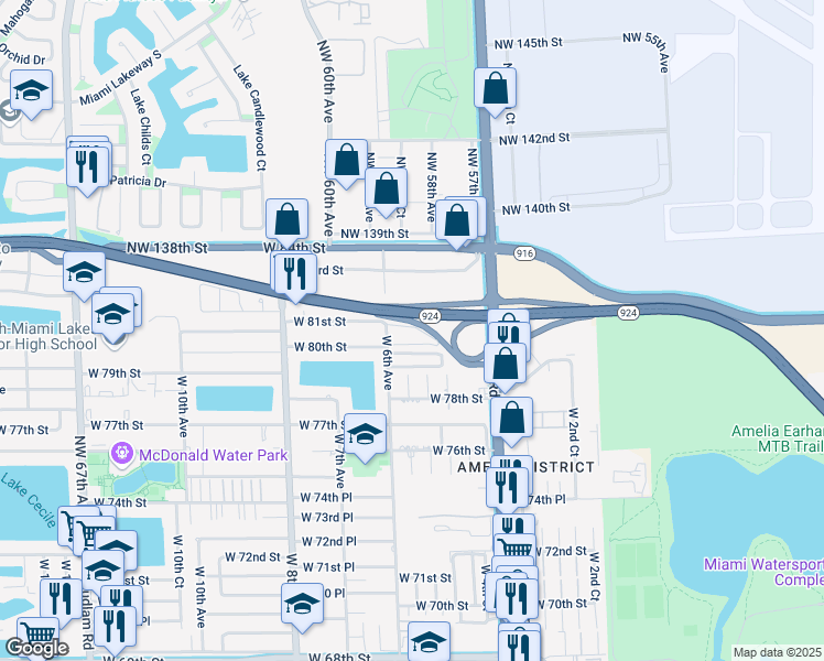 map of restaurants, bars, coffee shops, grocery stores, and more near 8009 West 6th Avenue in Hialeah