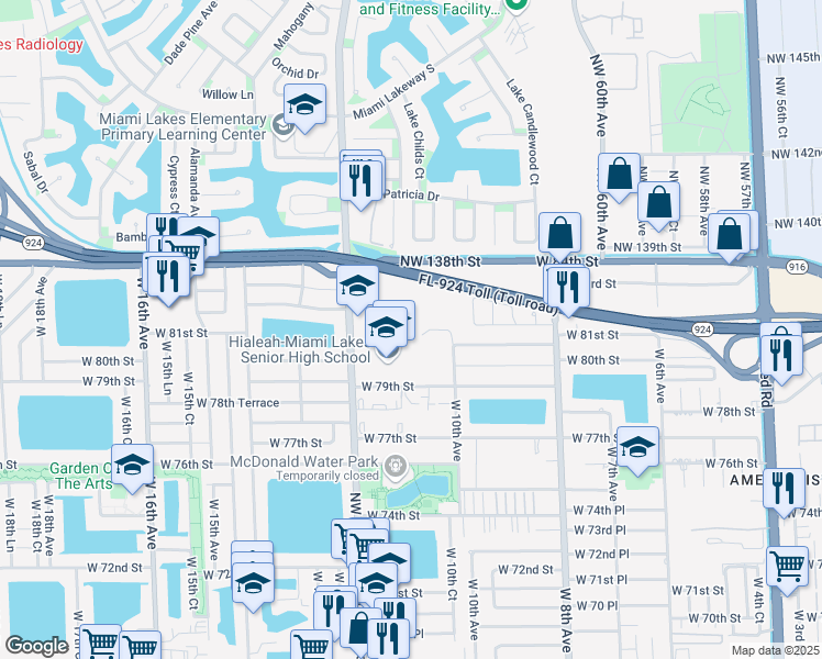 map of restaurants, bars, coffee shops, grocery stores, and more near 7977 West 12th Avenue in Hialeah