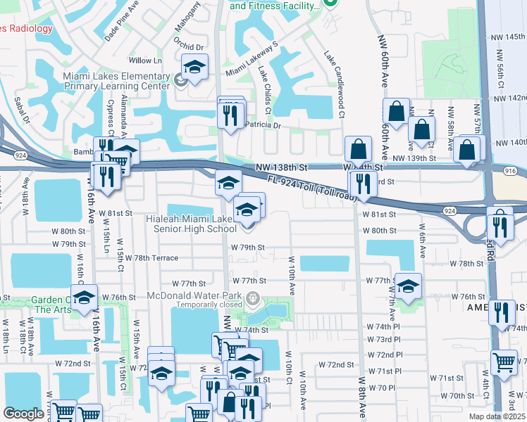 map of restaurants, bars, coffee shops, grocery stores, and more near 7977 West 12th Avenue in Hialeah