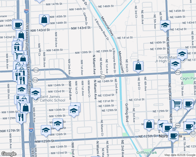 map of restaurants, bars, coffee shops, grocery stores, and more near in Golden Glades