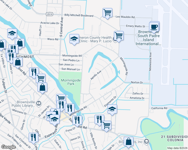 map of restaurants, bars, coffee shops, grocery stores, and more near 1502 Apollo Avenue in Brownsville