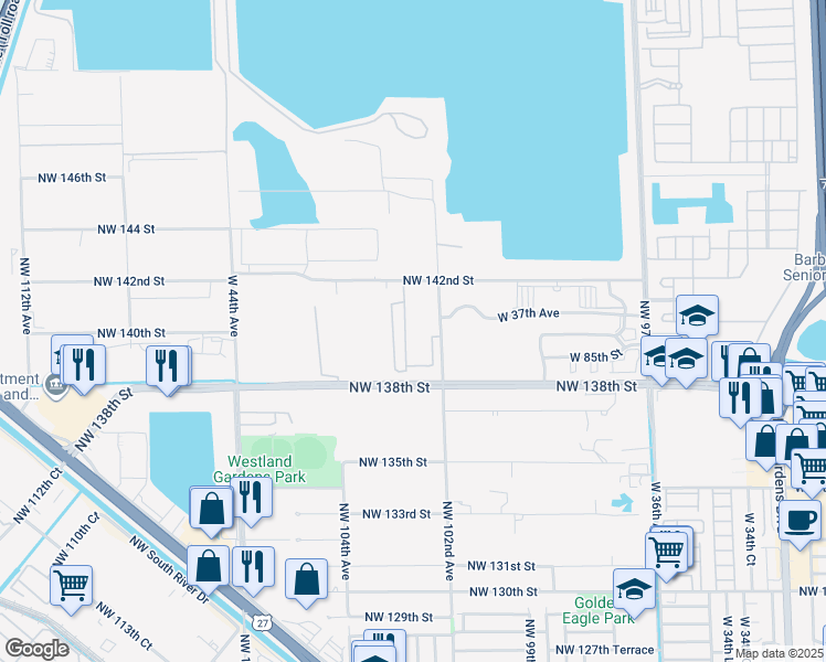 map of restaurants, bars, coffee shops, grocery stores, and more near 4030 West 88 Street in Hialeah